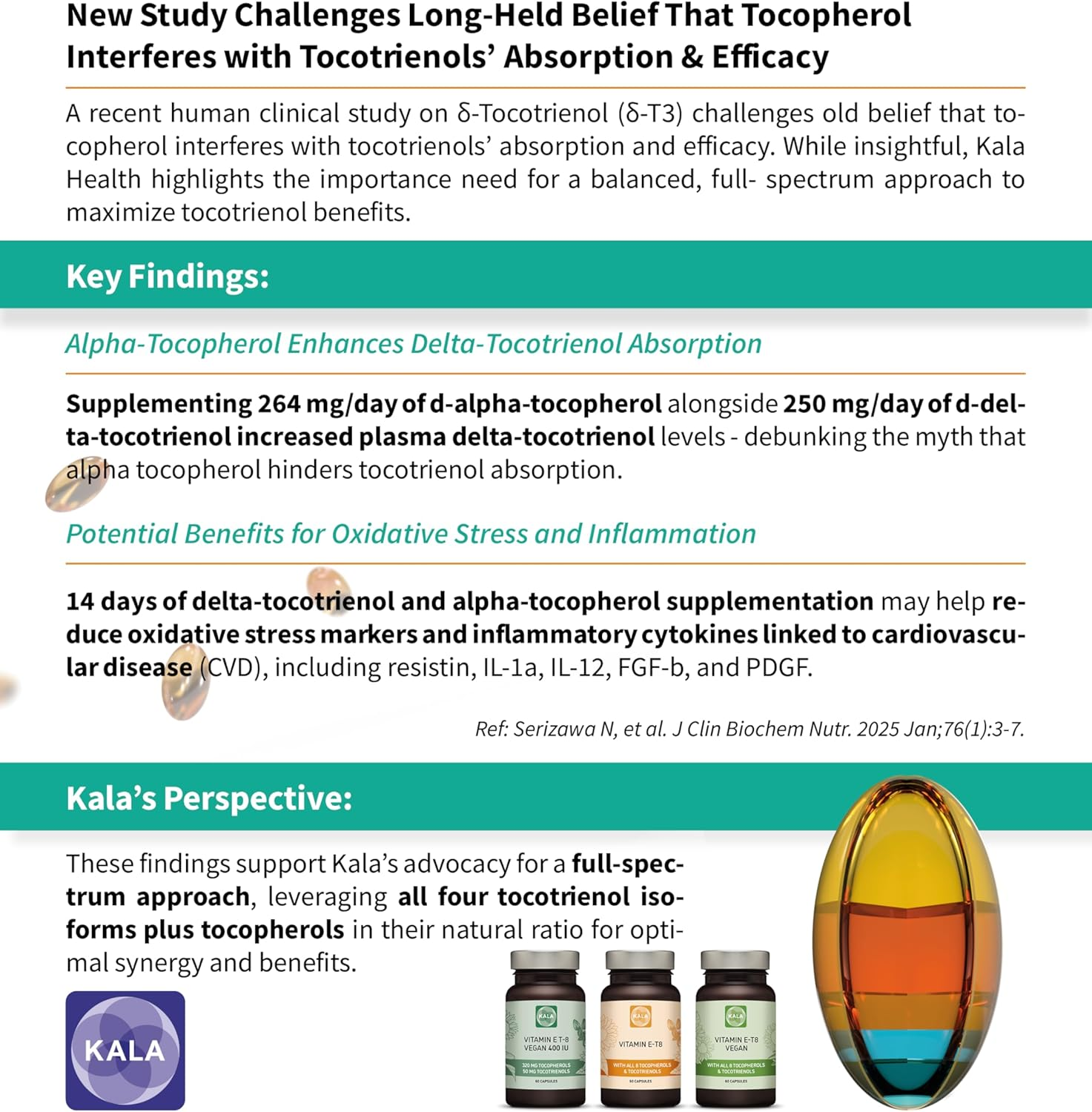 Kala Health Unique Vegan Formula with All 8 Tocopherols and Tocotrienols Vitamin E&ndash; 400 IU Contains No Pah&rsquo;S, Heavy Metals, Contaminants or Preservatives - Certified Sustainable - Hair, Scars and Skin image number 6