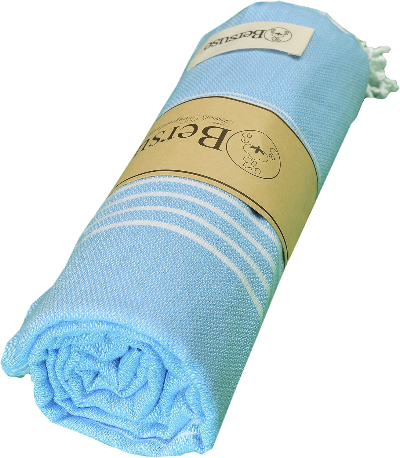 Bersuse 100% Cotton Anatolia Turkish Towel - 37X70 Inches, Blue image number 4