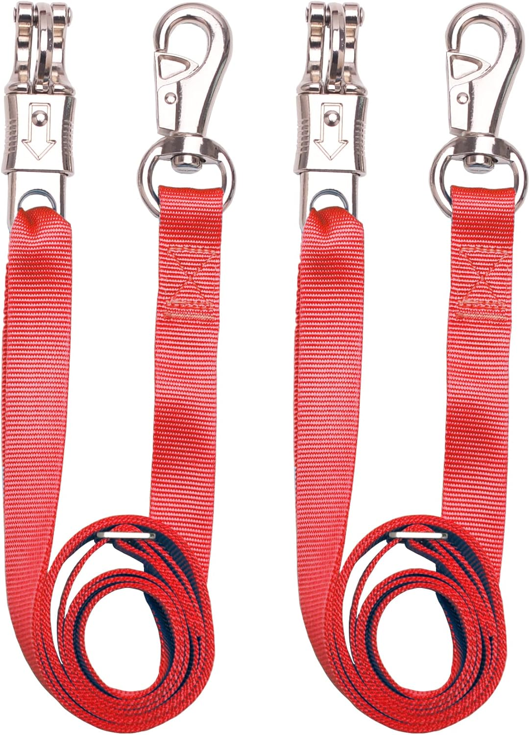 Adjustable Nylon Cross Tie （2 Pack）- with Panic Snap and Bull Snap - Adjusts from 44.5" to 78.3" (Red), Red, Standard Size image number 2