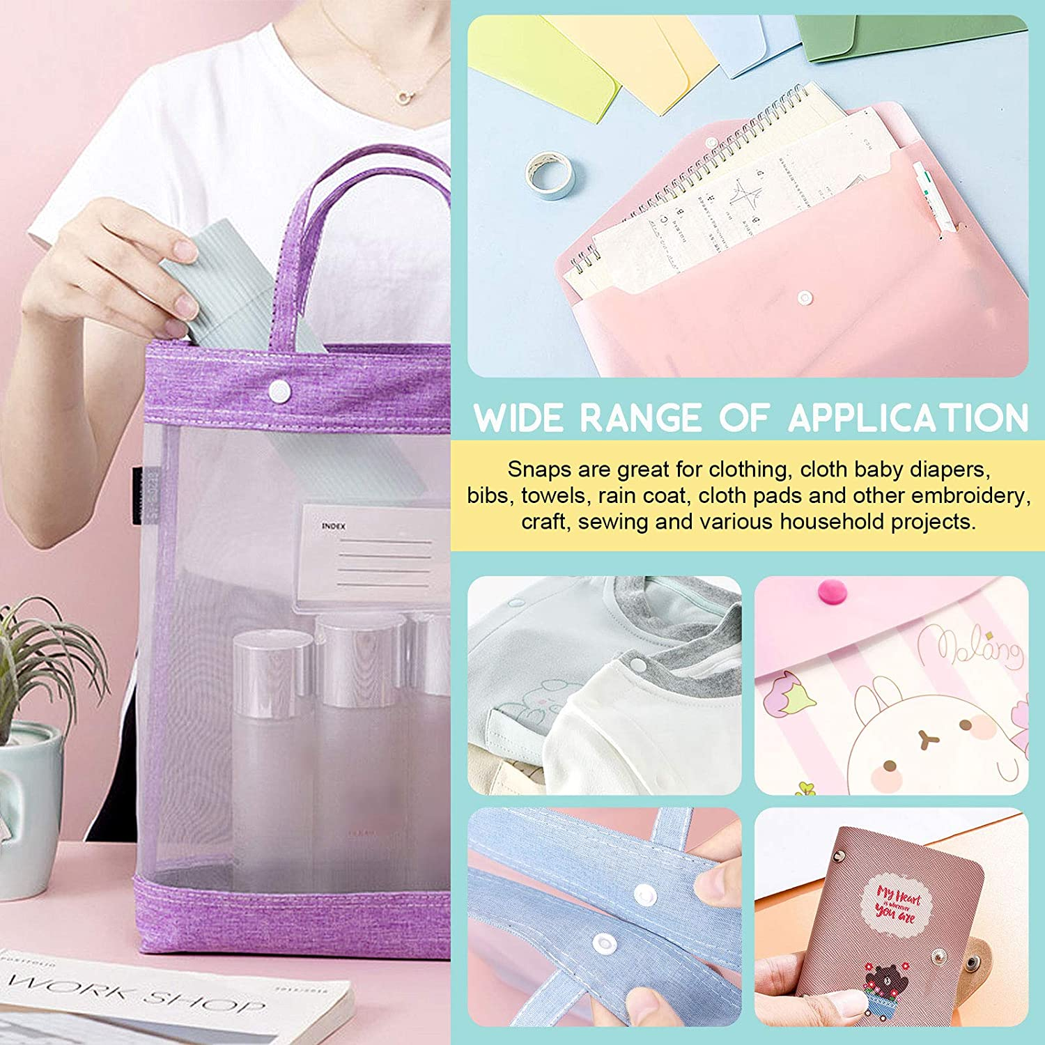 Keadic Snap Fasteners Kit with Pliers, 31 Colors 408Sets T5 Plastic Metal Buttons, Snaps and Snap Pliers Set for Sewing and Crafting, DIY Projects, Includes Storage Box image number 1