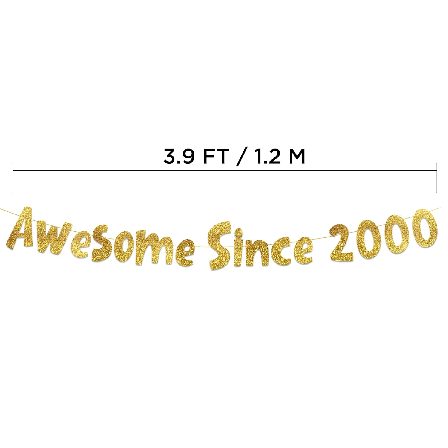 Awesome since 2000 Gold Glitter Banner - 26Th Birthday and Anniversary Party Decorations image number 4