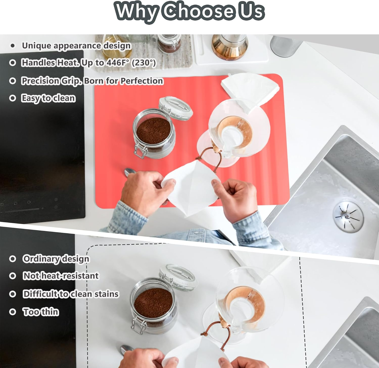 Li&Zhao Dish Drying Mats for Kitchen Counter - Dish Mat Drying Kitchen Mat Silicone Drying Mat Silicone Mats Dish Rack Mat Dish Drainer Mat image number 5