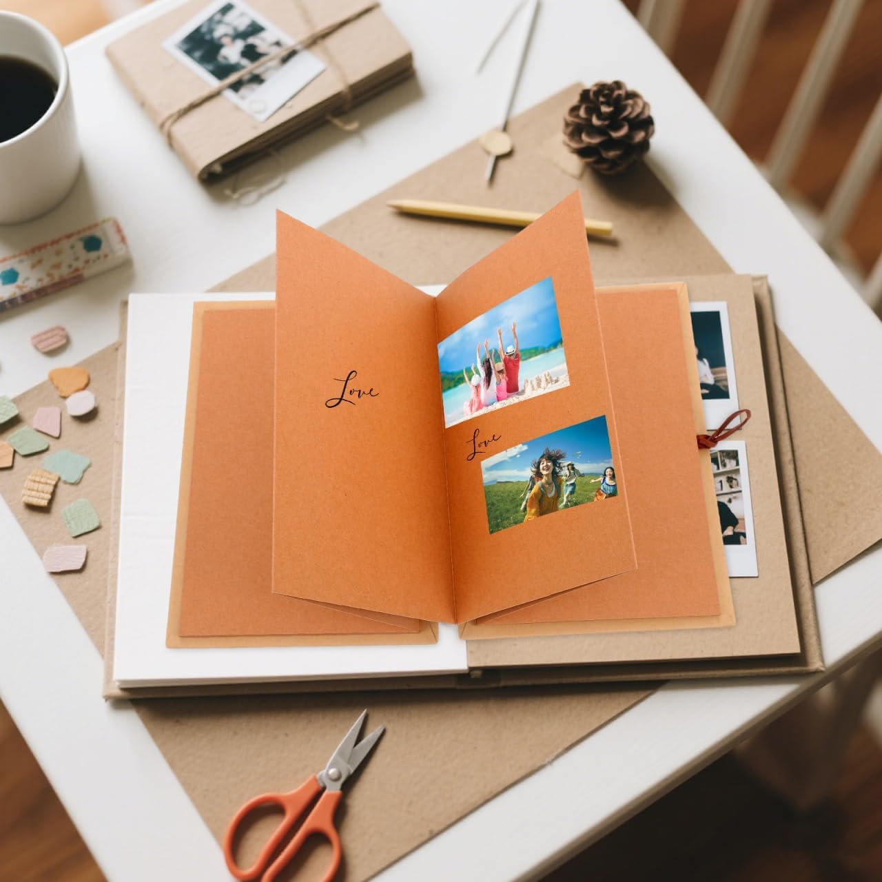 GALPADA Mini Photo Book Scrapbook Kraft Paper Memory Book for Couples Girls Baby Traveling Birthday Holiday image number 5