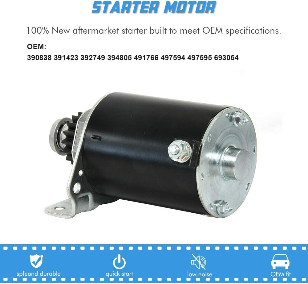 5742N Starter Motor 16 Teeth Compatible with L118 L120 Briggs & Stratton for Lawn Mower 7-22Hp41022003 497595 497594 391423 390838 392749 394805 491766 693054 SBS0001 AM122337 AM39137 LG497595 SM01965 image number 1