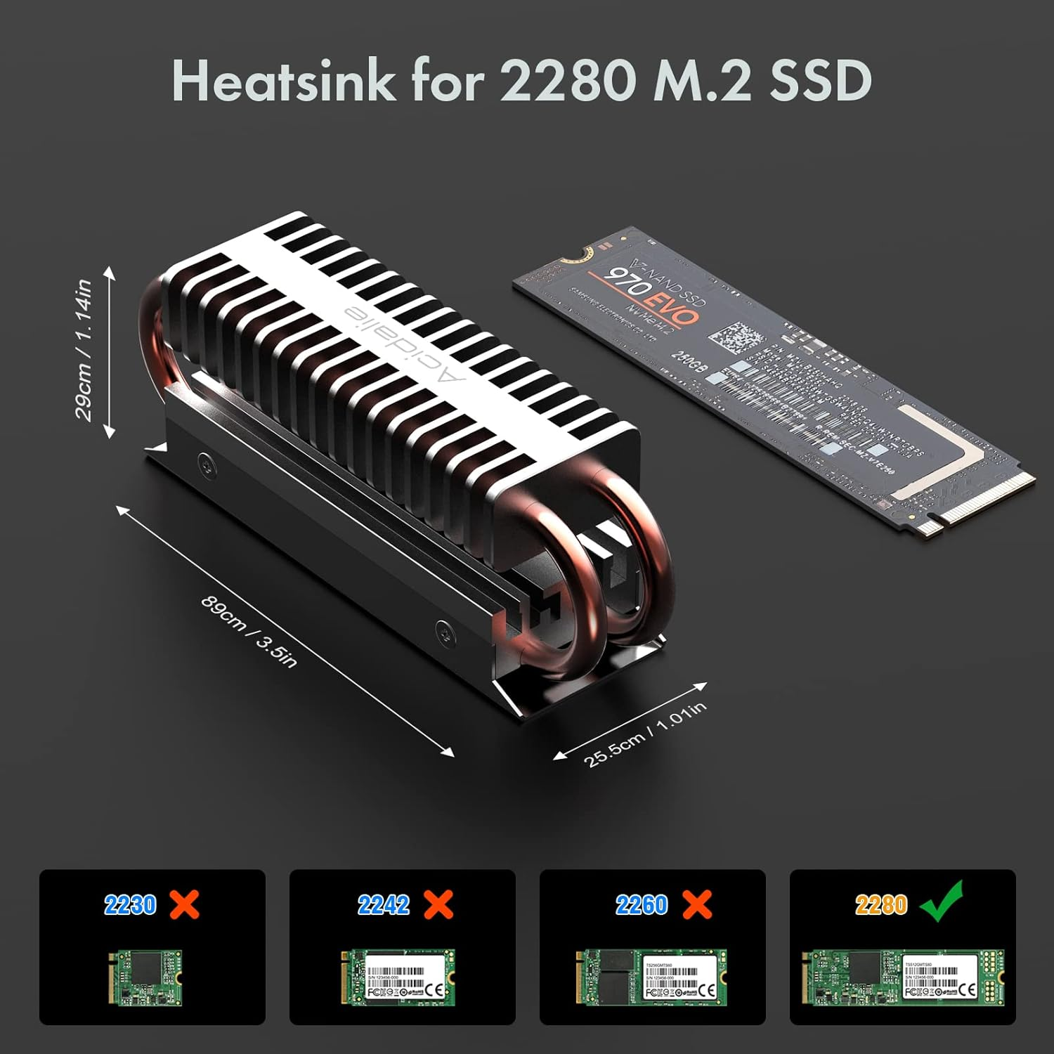 M.2 2280 SSD Heatsink, Double - Aluminum Heat Sink for PCIE M.2 NVME SSD or SATA M.2 SSD with Silicone Thermal Pad image number 3