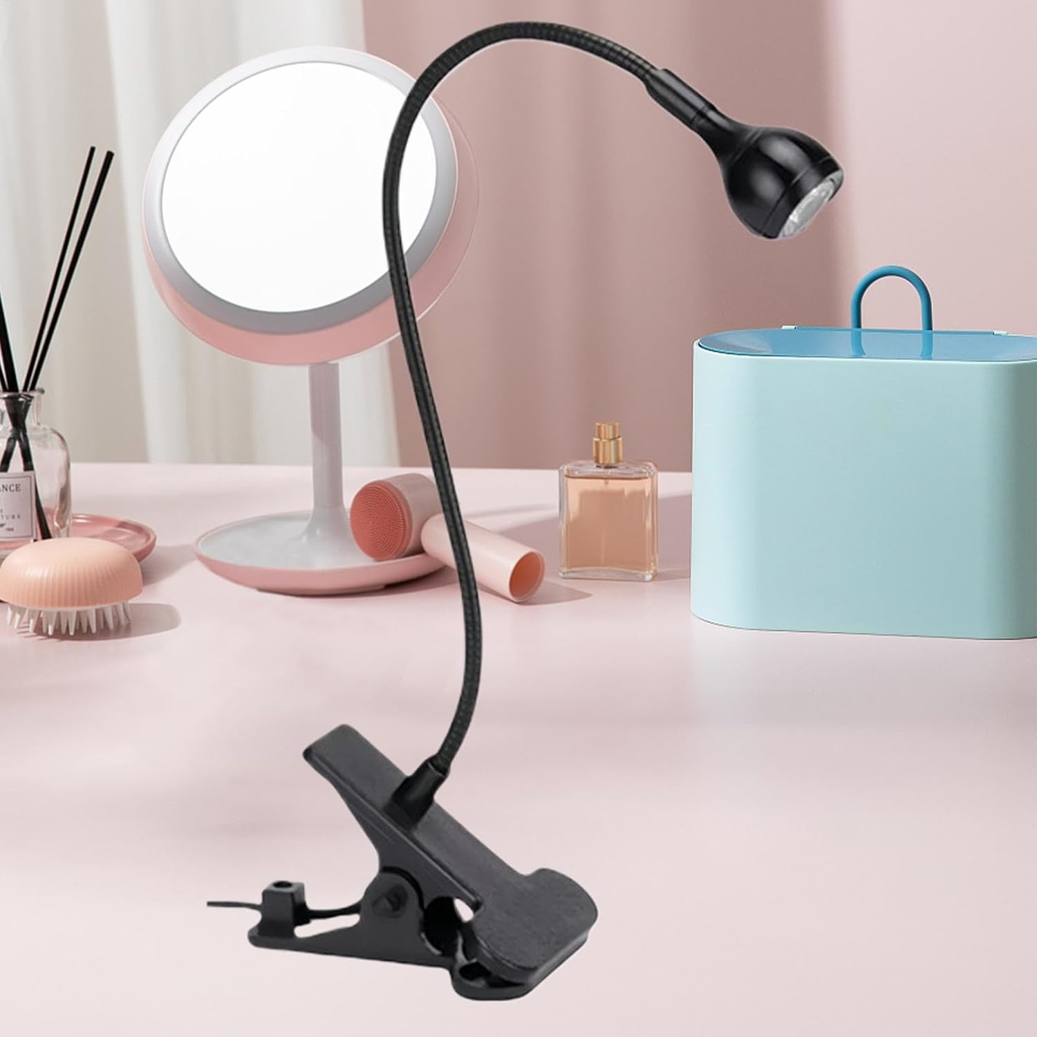 Gooseneck Nail Lamp,Gooseneck LED Nail Light for Gel Nails, Clamp Nail Lamp - USB Manicure Dryer Nail Accessories for Women Girls, Home Salon Use - White image number 5