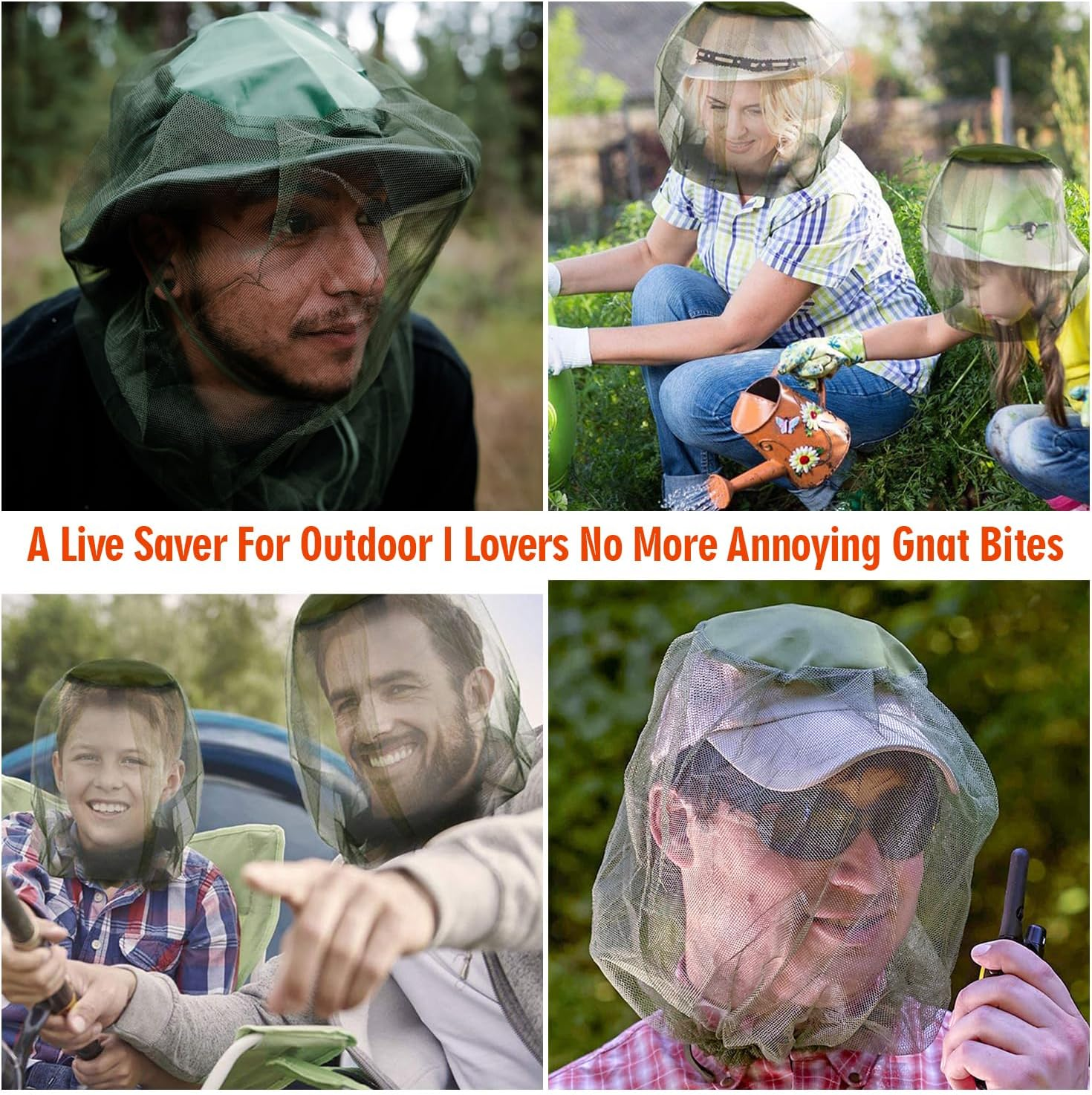 T Tersely 10 Packs of Mosquito Insect Head Net Mesh for Fly & Bug Protection from Fly Bee Bug Outdoor for Fishing Hiking Gardening Green