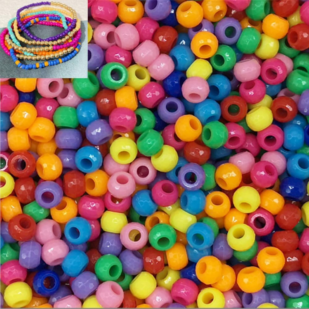 1900 Pcs Halloween Pony Beads, Mini Orange White Blue Red Green Purple and Black round Plastic Beads for DIY Bracelets, Necklace, Key Chain, Hair Braids, Making Crafts (6 X 9Mm). image number 4