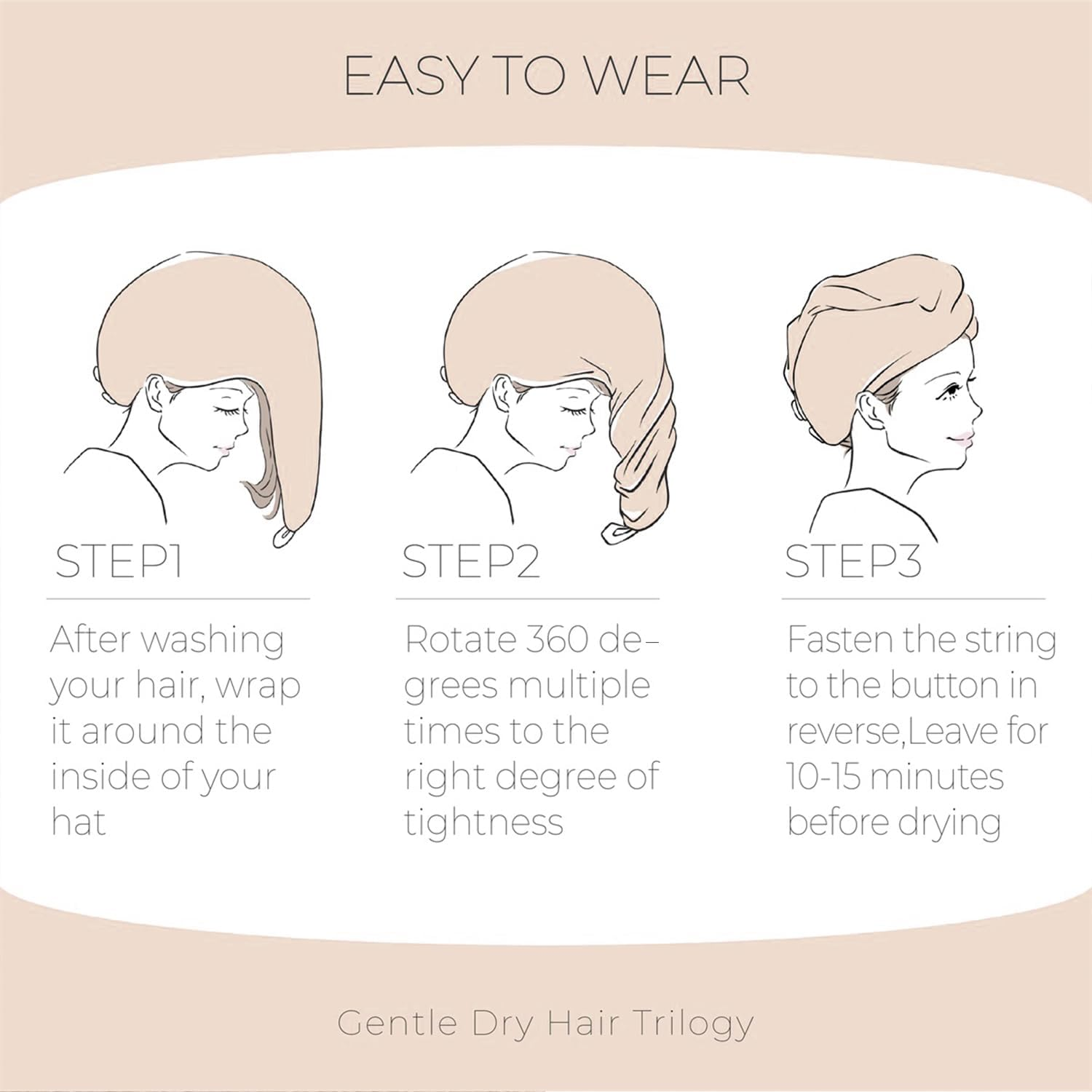 Microfiber Hair Drying Towel with Button 1Pack Khaki Waffle Long Hair Head Wraps Twist Plopping Curly Shower Turban Terry Cloth Fast Absorbent Dry anti Frizz Hair Wraps for Women Wet Hair - 2 Pack Pink image number 4