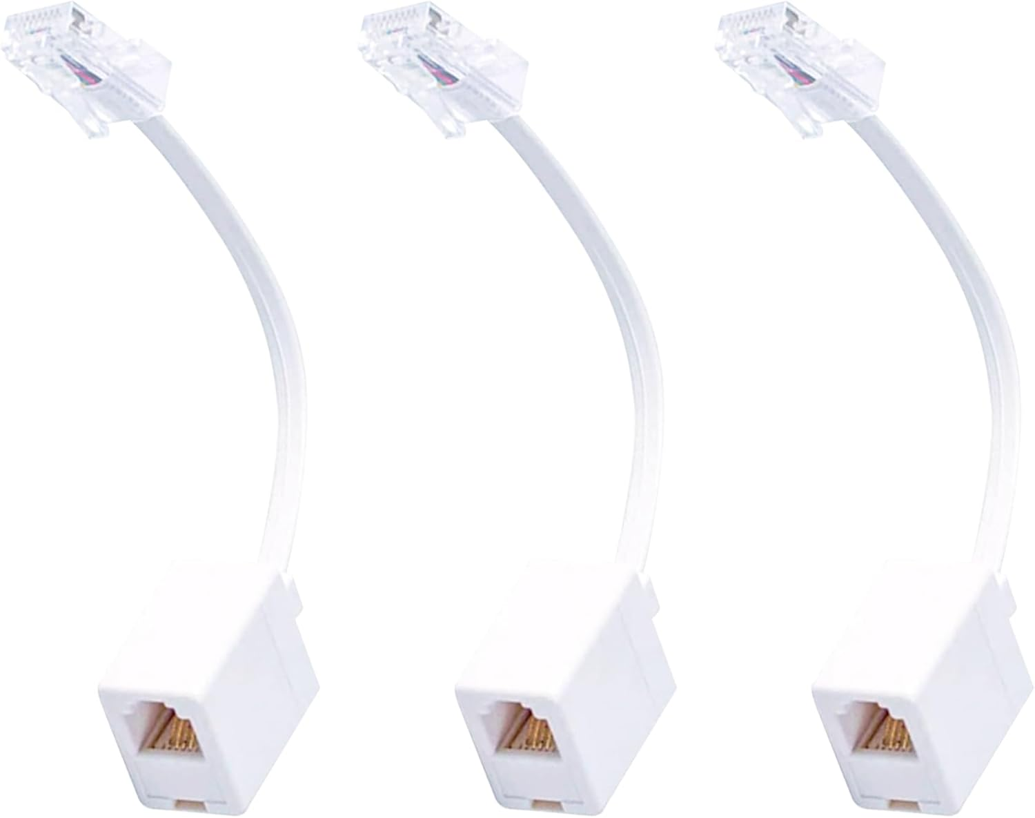 Tunghey 3Pack RJ45 to RJ11 Converter Adapter, Telephone RJ11 6P4C Female to RJ45 Ethernet 8P8C Male Cable Cord image number 5