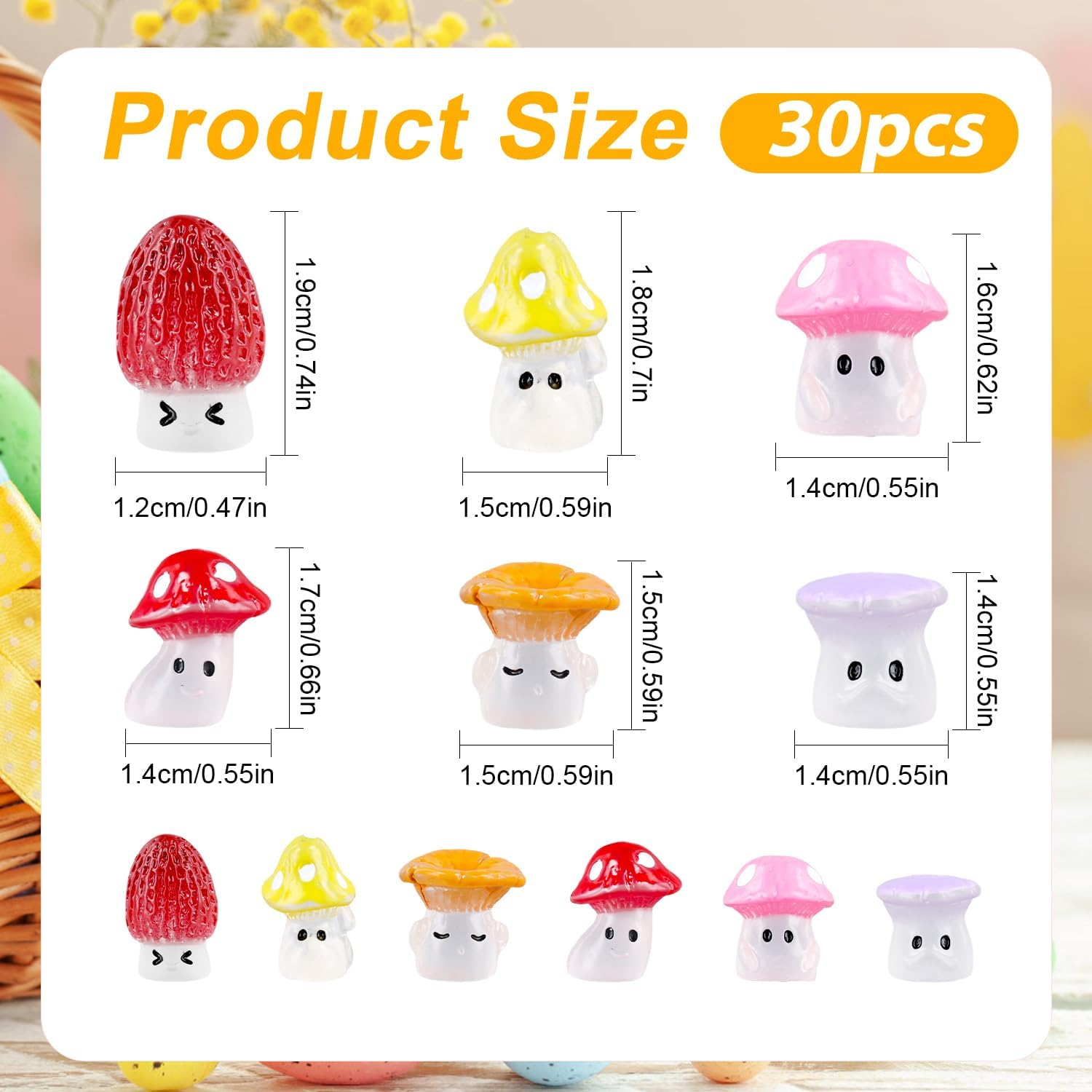 30Pcs Luminous Mini Mushrooms, Cute Tiny Resin Mushrooms Figurines Miniature Mushroom Statue Decor Small Glow Mushroom Decorations for Micro Landscape Patio Garden Craft Home Decoration image number 6