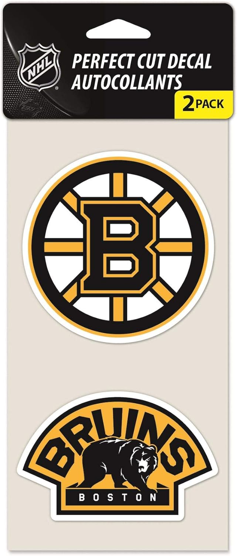 NHL Boston Bruins 47975011 Perfect Cut Decal (Set of 2), 4" X 4"