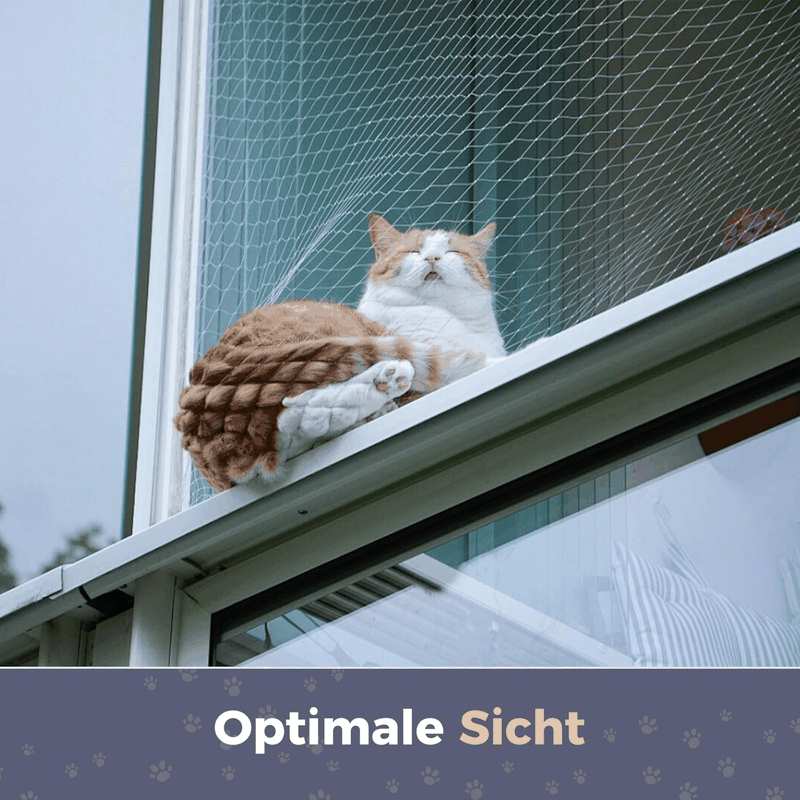 Cat Net for Balcony and Window, 4 X 3 M, Cat Protection Net, Transparent Balcony Net for Cats, Cat Net, No Drilling, Cat Net for Balcony with Poles image number 1
