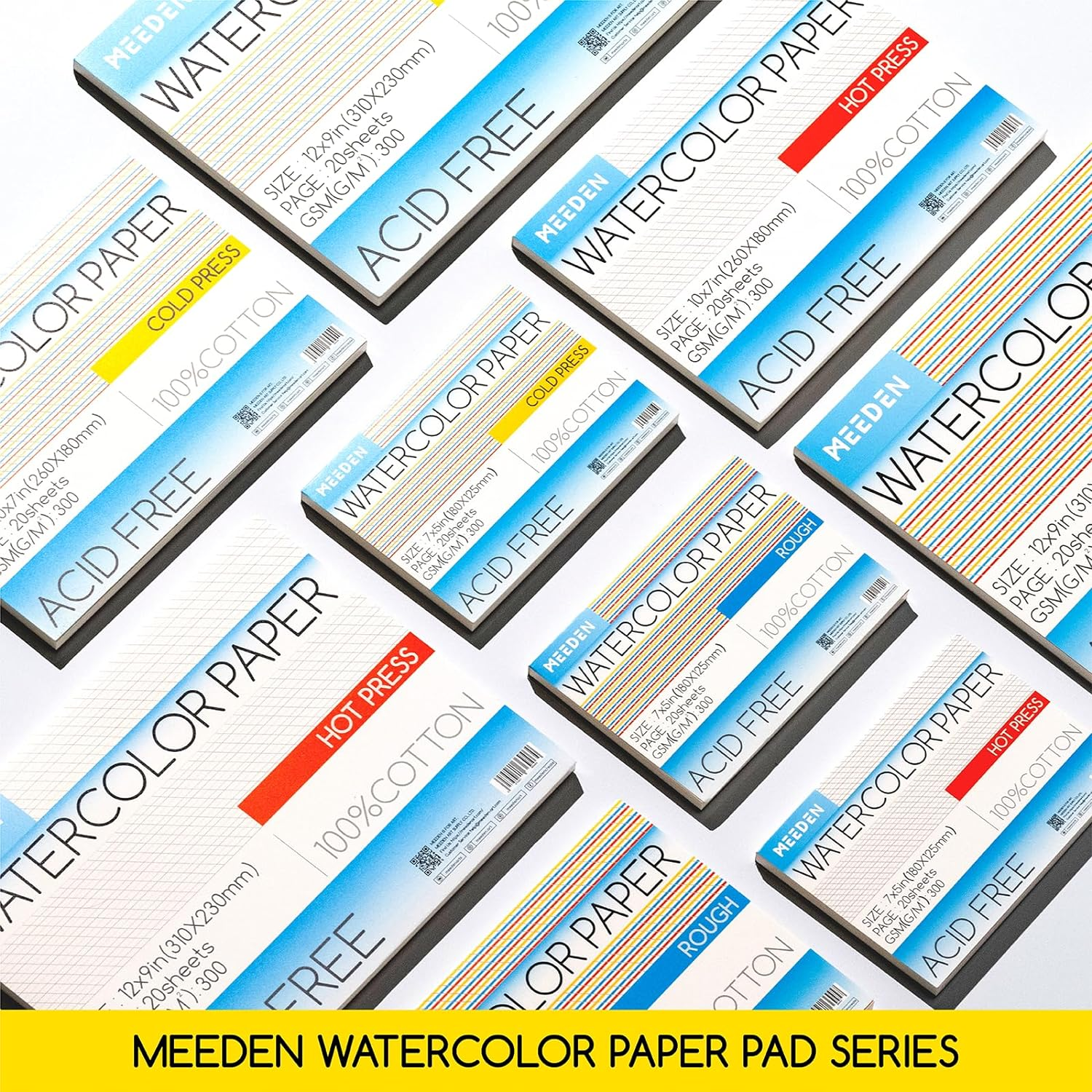 MEEDEN Watercolour Paper Block, 100% Cotton Watercolour Paper Pad of 20 Sheets, 140Lb/300Gsm, Acid-Free Art Paper for Watercolour, Gouache, Ink and More, 10" X 7" Rough Grain image number 6