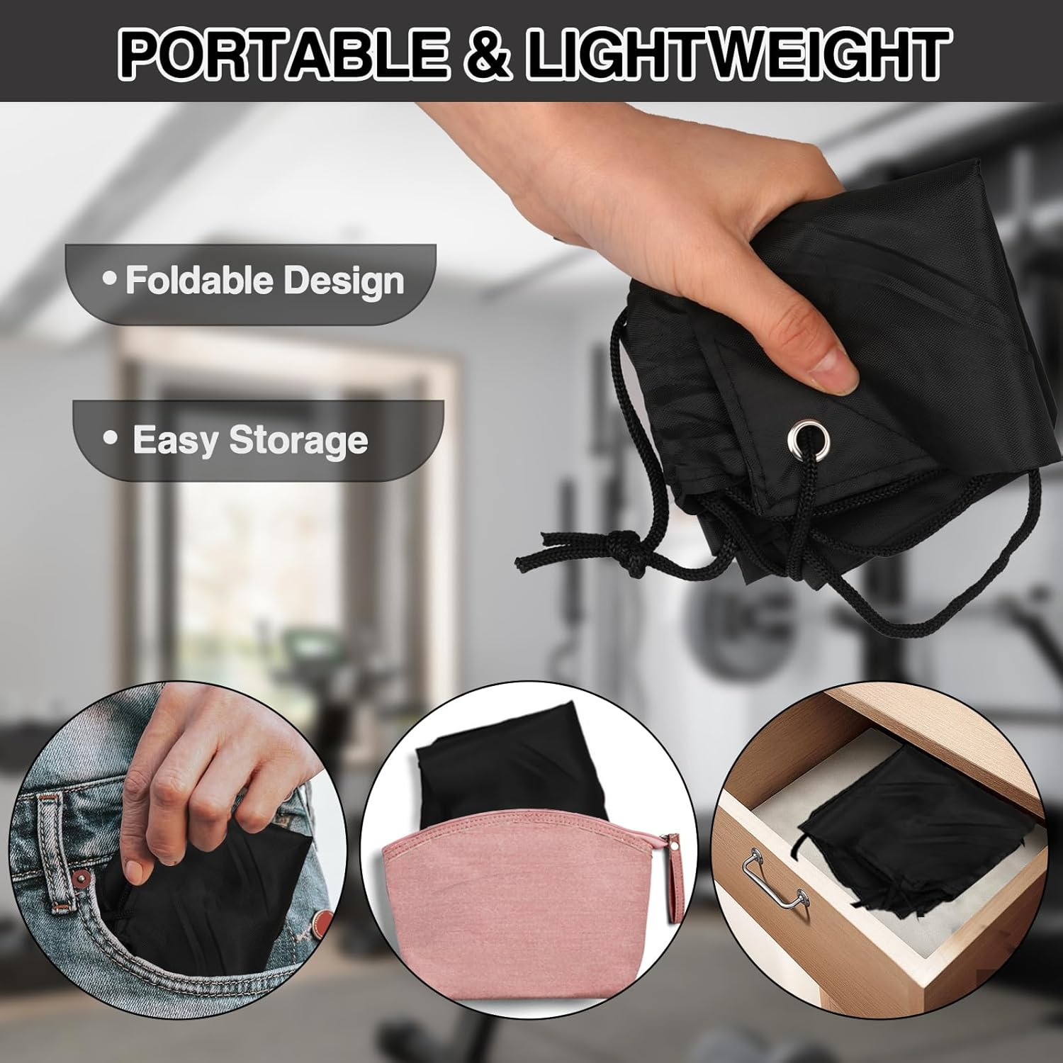 Drawstring Backpack 6Pcs Drawstring Gym Bags Black Draw String Bags Drawstring Backpack for Sports image number 6