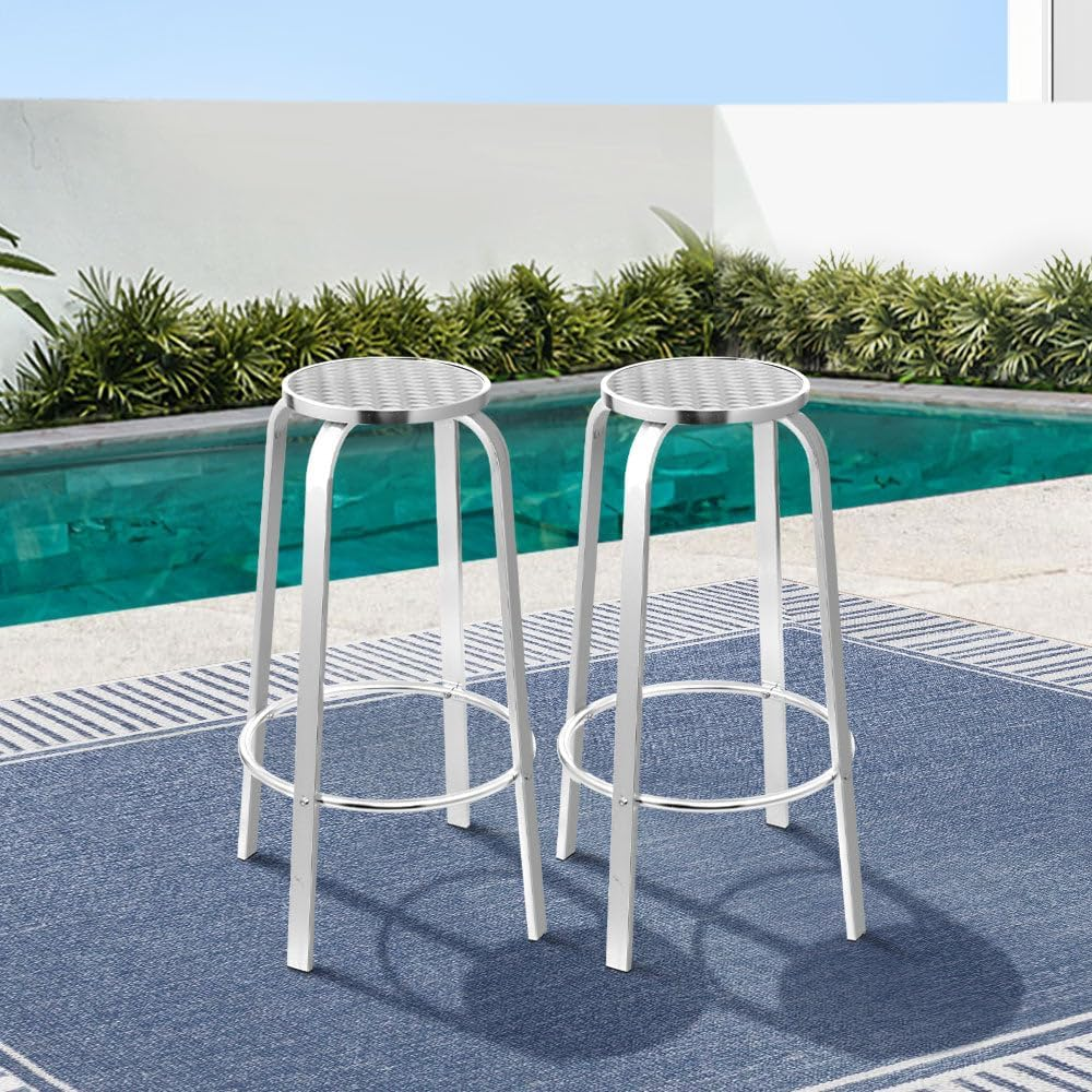 Gardeon Outdoor Bar Stools Patio Furniture Indoor Bistro Kitchen Aluminum X2 image number 5