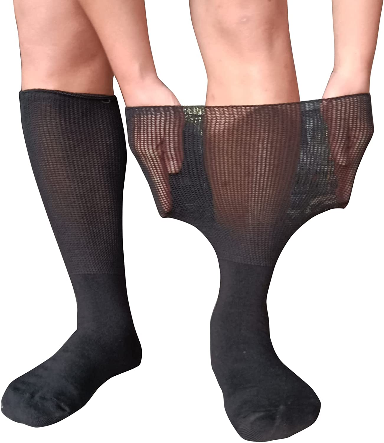 Extra Wide Socks for Diabetic Swollen Feet,Walking Boot Cast Liner, Non Binding Hospital Bariatric Lymphedema Sock for Men Women image number 3