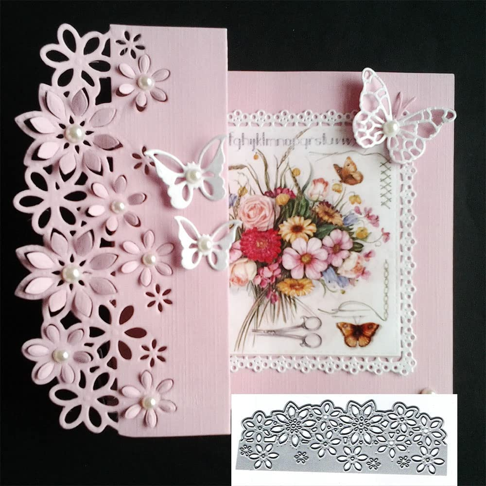 Flowers Border Leaves Metal Die Cuts,Srping Leaf Flower Edge Cutting Dies Cut Stencils for DIY Scrapbooking Album Decorative Embossing Paper Dies for Festival Card Making image number 2