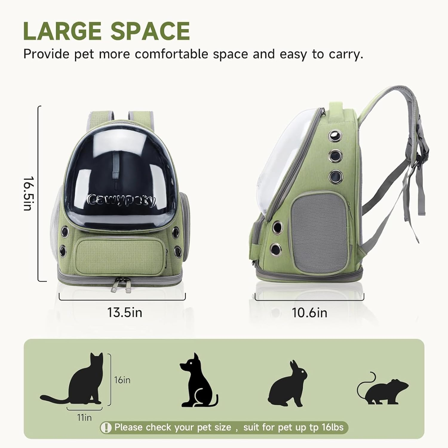 Cat Backpack Carrier, Breathable Cat Carrier Foldable Bubble Backpack for Kitty to Medium Cat Small Dog up to 15Lbs Travel Hiking Transparent Pet Carrier image number 1
