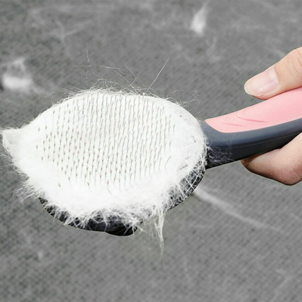 1X Pet Grooming Brush Self Cleaning Automatically Dog Cat Slicker Brush Remove (Gray) - Pink image number 3