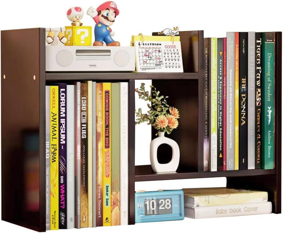 Adjustable Desktop Organizer Shelf &ndash; Natural Wood Office Storage Rack, Freestyle Desk Bookshelf for Home, Countertop Bookcase for Books, Supplies, Decor & Gifts image number 1