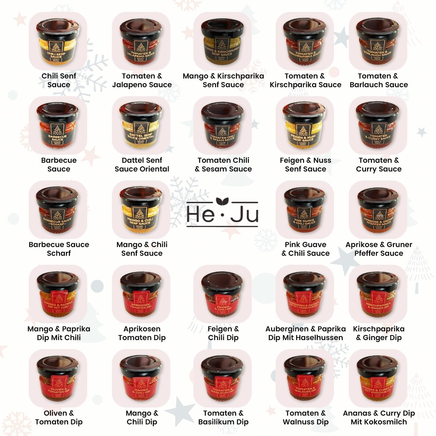 He-Ju Sauces & Dips Advent Calendar 2025, 24 Different Spicy to Hot Dips & Sauces in Christmas Calendar image number 6