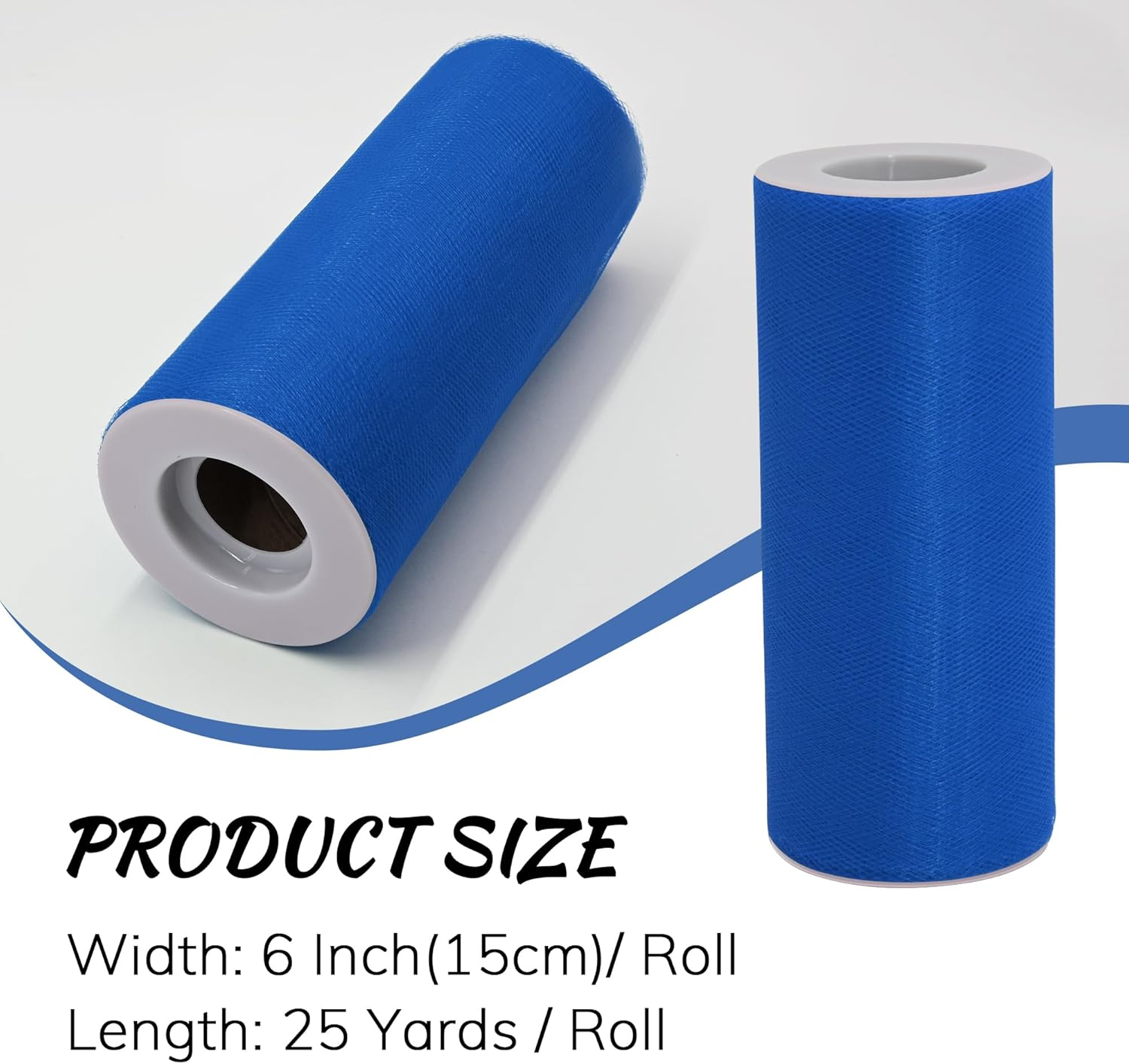 Royal Blue Tulle Fabric Roll - 6 Inch X 25 Yards Tulle Ribbon for Gift Wrapping DIY Crafts Party Decorations and Making Ponchos and More image number 2