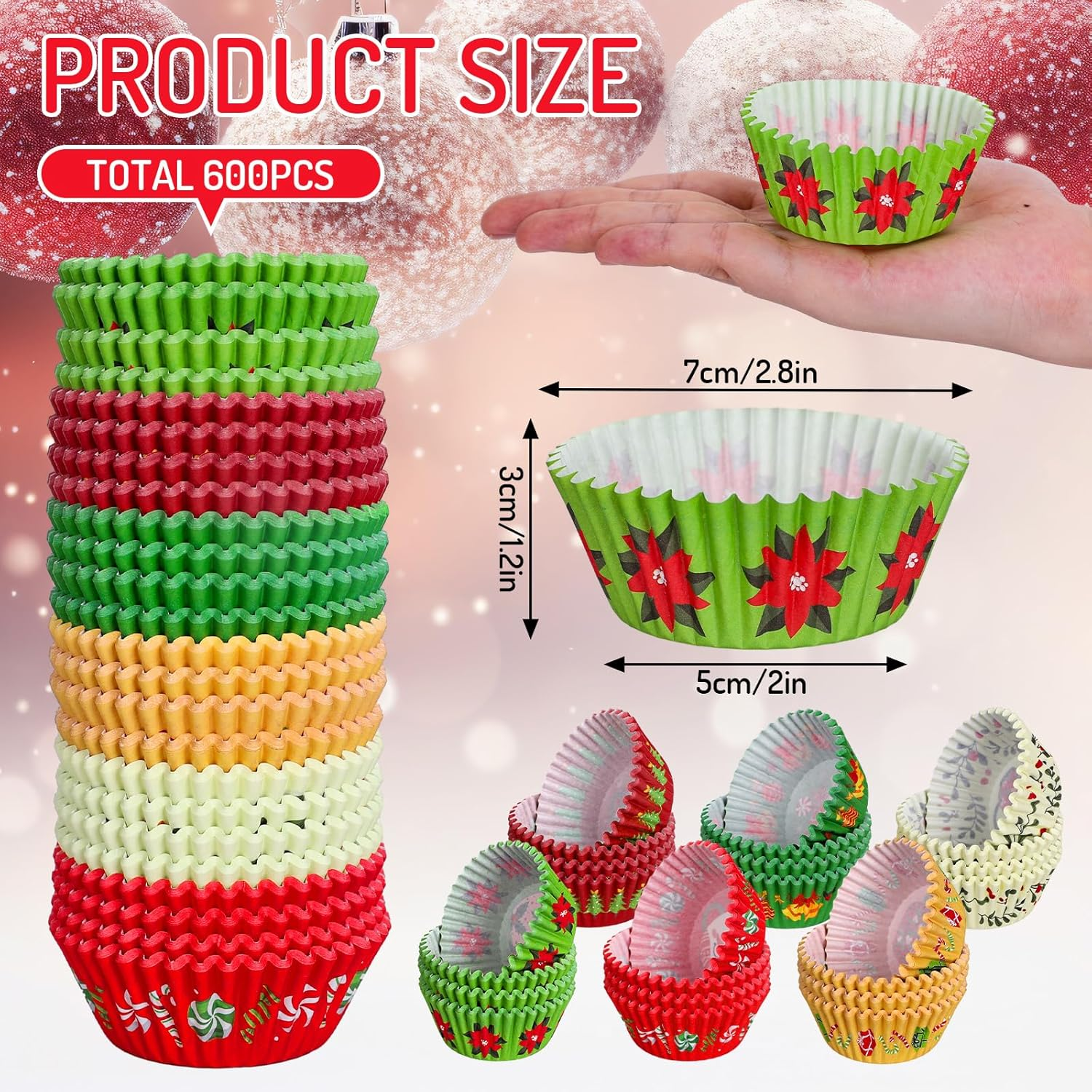 Whaline 600Pcs Christmas Coffee Drink Cupcake Liners Hot Cocoa Cupcake Wrappers Snowman Latte Coffee Lover Baking Cups Holders Sweet Holiday Muffin Liners for Xmas Holiday Birthday Party Supplies image number 4