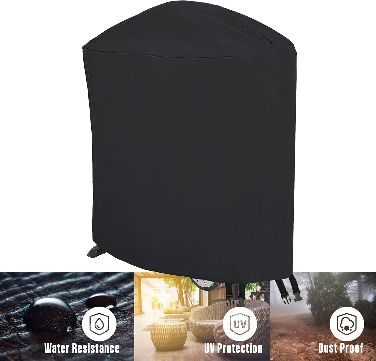 Extended BBQ Cover Outdoor Waterproof BBQ Grill Cover for Weber Q100 Q1000 Q1200 Q200 Q2000 Q2200 Series Grills with the Q Portable Cart - Longer Barbecue Cover for Weber 7113-81.28X43.18X96.52Cm image number 6