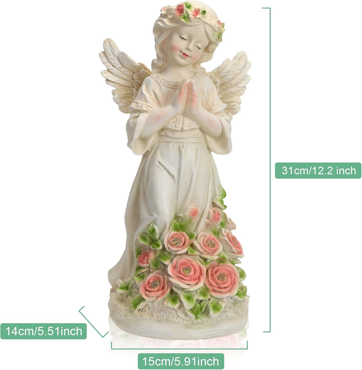 Garden Decor Angel Statue, Outdoor Patio Garden Sculptures & Statues, Solar Yard Decorations Lawn Ornaments Figurines for Outside image number 1