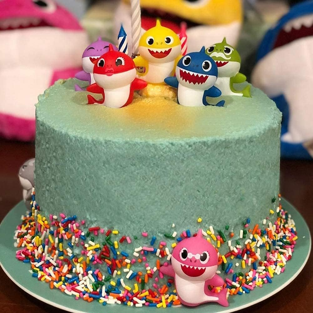 8 Pack Little Shark Cake Toppers - Shark Cake Decorations for Kids' Birthday Party or Baby Shower image number 1