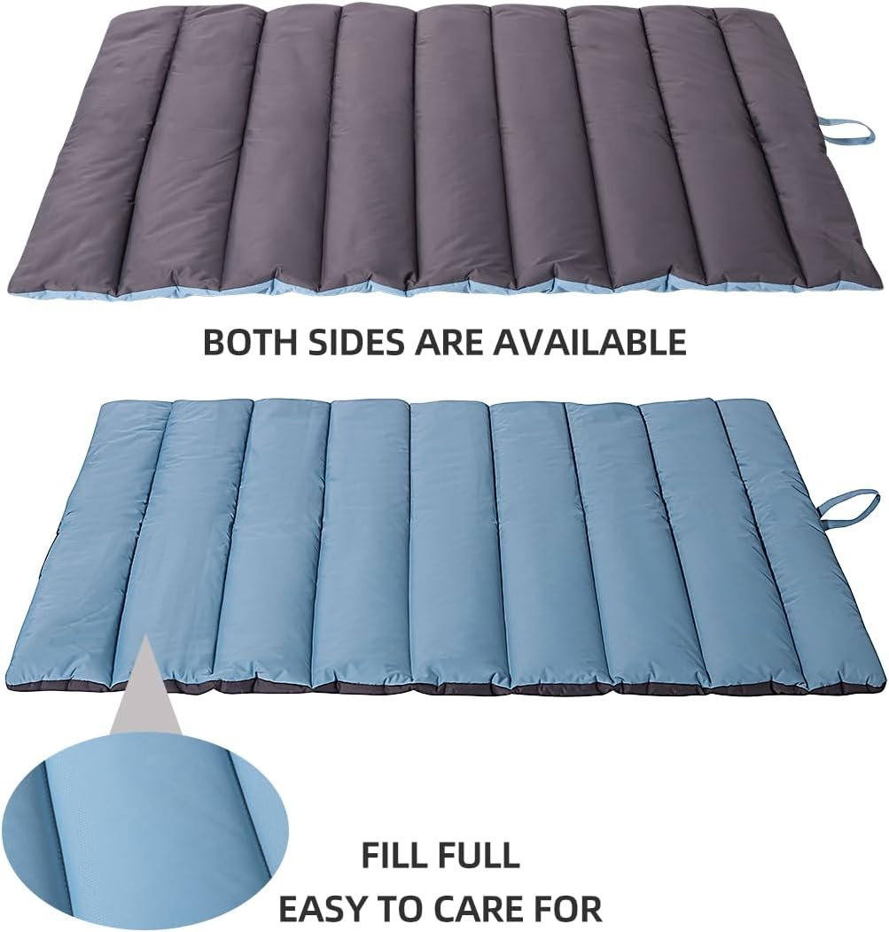 Outdoor Dog Bed, Waterproof Camping Dog Bed, Machine Washable, Easy to Clean, Large Size, Durable Travel Dog Bed, Foldable Portable Camping Travel Pet Mat for Medium and Large Dogs (L, Blue)