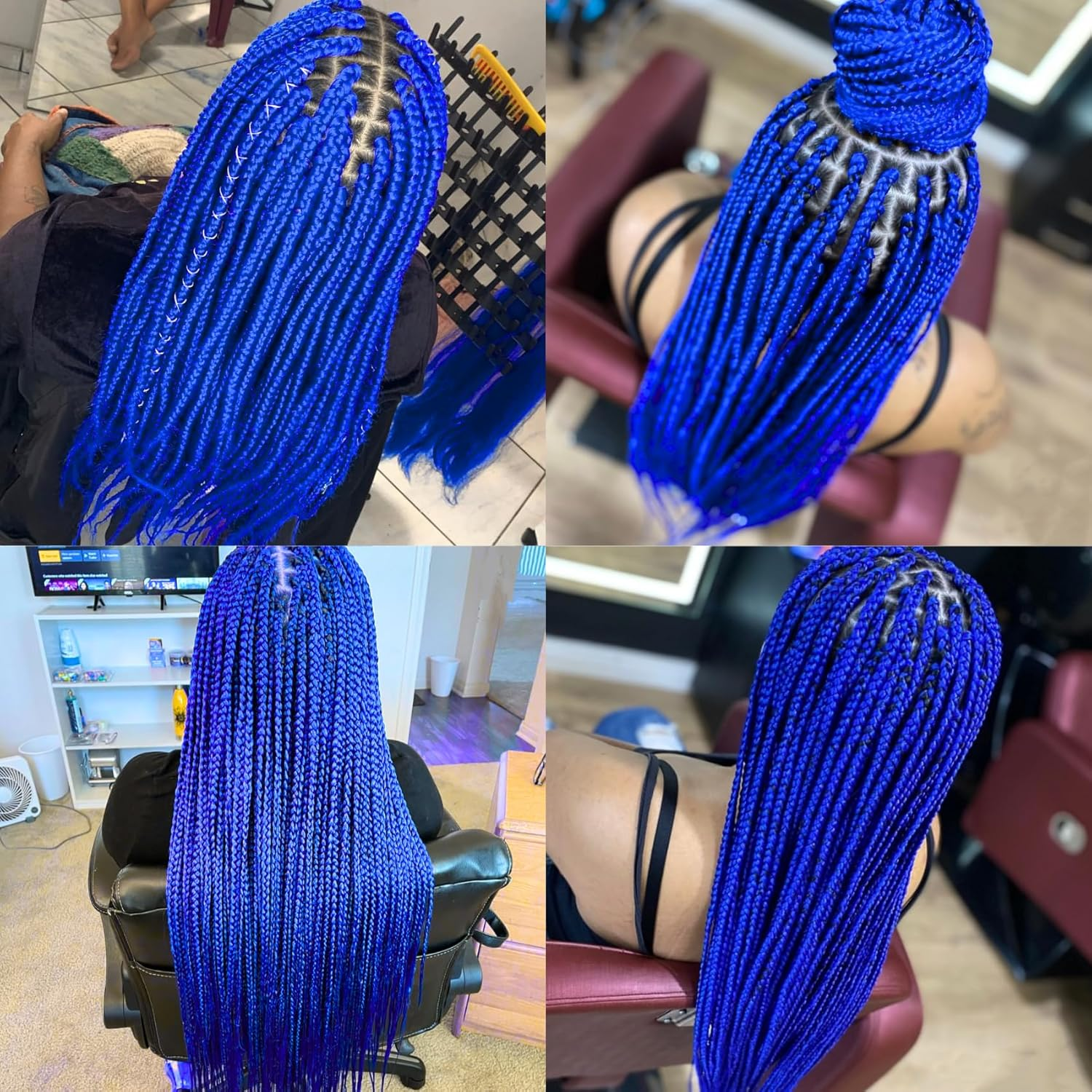Blue Braiding Hair Pre Stretched Box Braid Kanekalon Braiding Hair Prestretched Human Hair 26Inch image number 6
