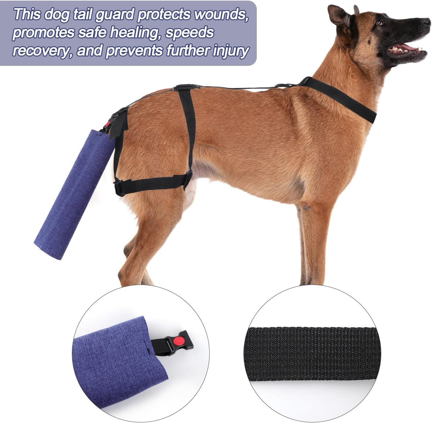 Gosknor Dog Tail Protector, Adjustable Dog Tail Sleeve Dog Tail Cover for Wounds Dog Tail Bandage to Prevent Licking Wounds for Tail Wound Healing image number 6