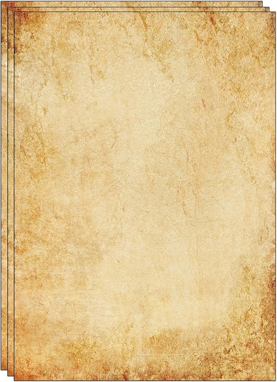 50 Sheets Vintage Design Paper, Old Looking Stationery Paper, Aged Antique Old Fashion Parchment Paper, Double Sided A4 Printing Writing Paper for Vintage Invitation Letters Crafts image number 1