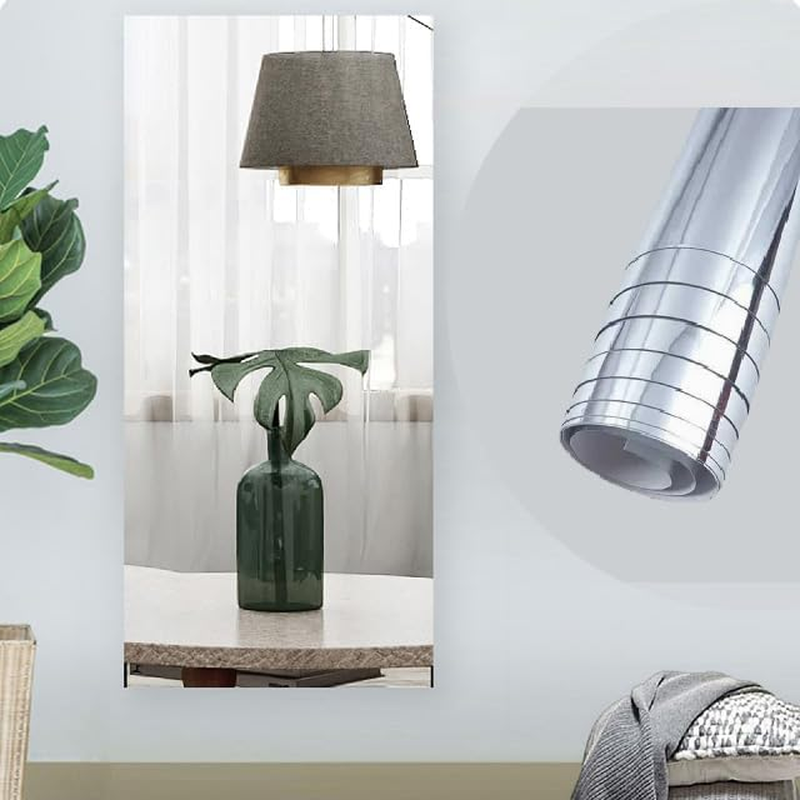YIZUNNU Flexible Mirror Sheets,Self-Adhesive Mirror Stickers,Peel and Stick Mirror Reflective Paper for Bathroom,Gym, Dance Studio,Kitchen Walls (60X200Cm, Non Glass)