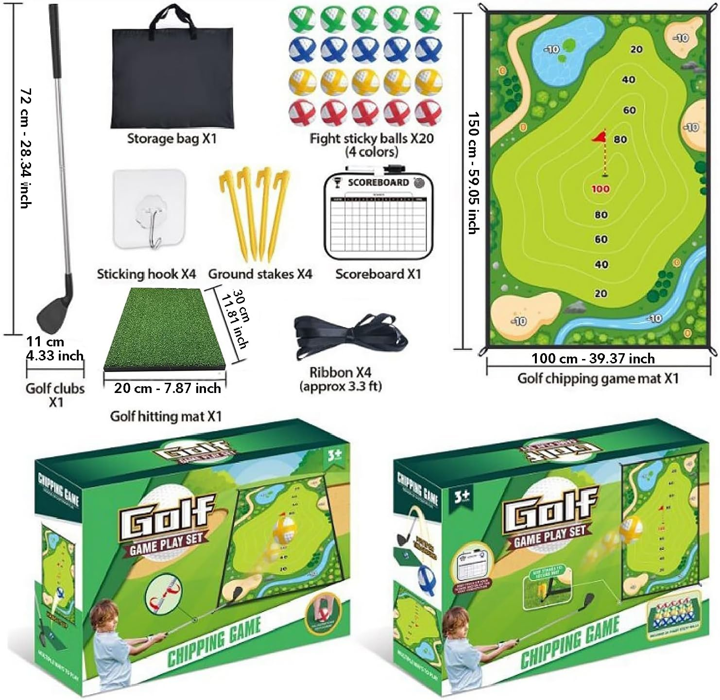 Golf Game Set with Club, Garden Game Set, Casual Set with Extra Thick Mat, Chipping Game with 20 Balls, Complete Club Sets for Indoor and Outdoor image number 4