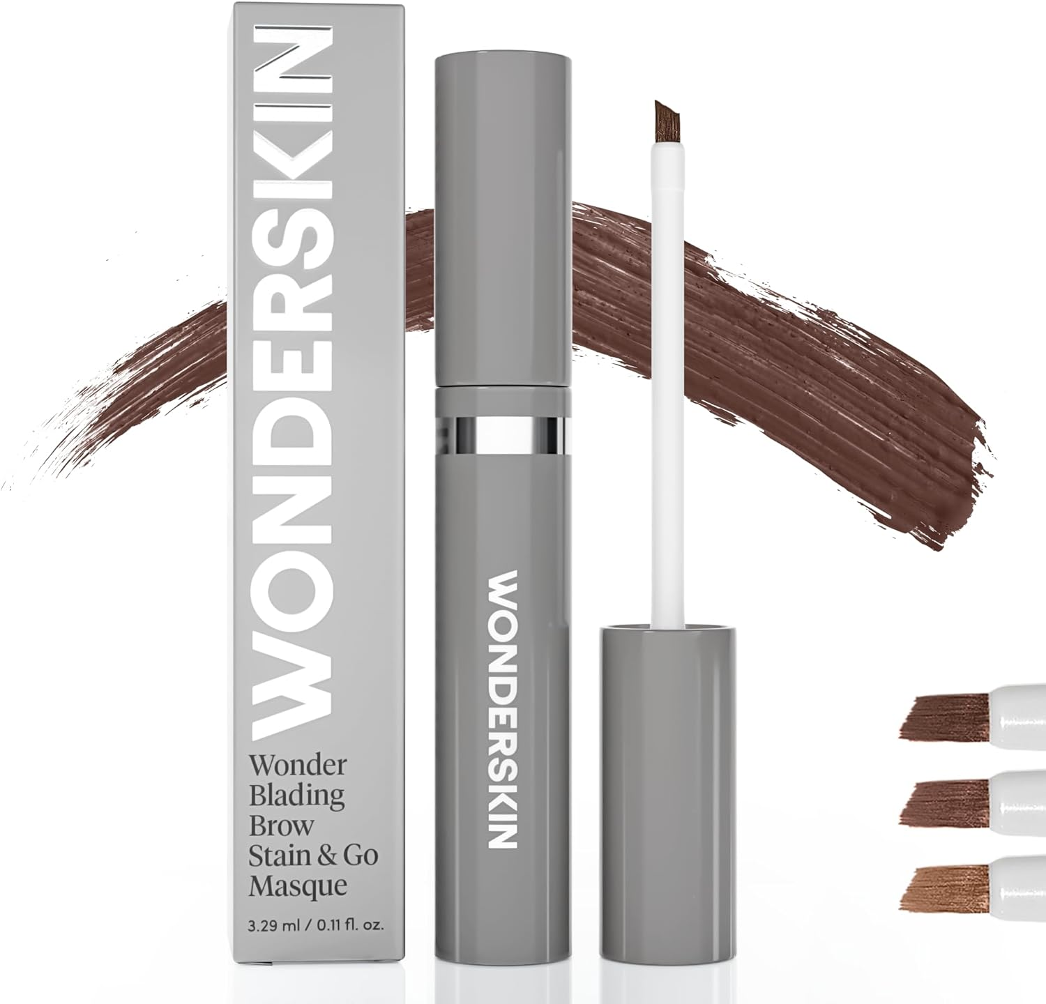 Wonderskin Wonder Blading Brow Stain & Go Masque - Long Lasting Eye Brow Tint, Transfer Proof and Smudge Proof Eyebrow Tint Stain (Brunette)