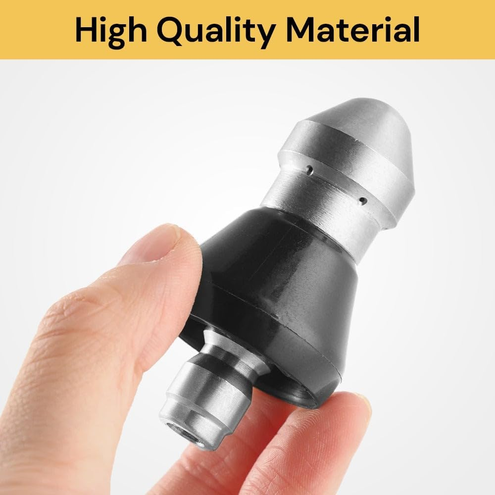 EZONEDEAL Pressure Washer Sewer Jetter Nozzle with Stainless Steel, Durable Design Sewer Jet Nozzle,Pressure Drain Jetter Hose Nozzle,1/4'' Quickly Connector, 5000 PSI Orifice 6.5 image number 5