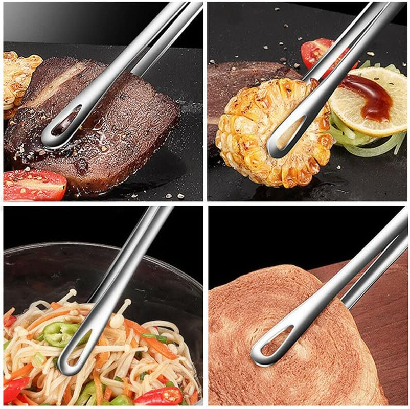 AIMALL 24/28CM Stainless Steel Kitchen Straight Grill Tweezers BBQ Food Tongs Tools for Kitchen Cooking, Bread Meat Steak Buffet Food Clamp Tool image number 1