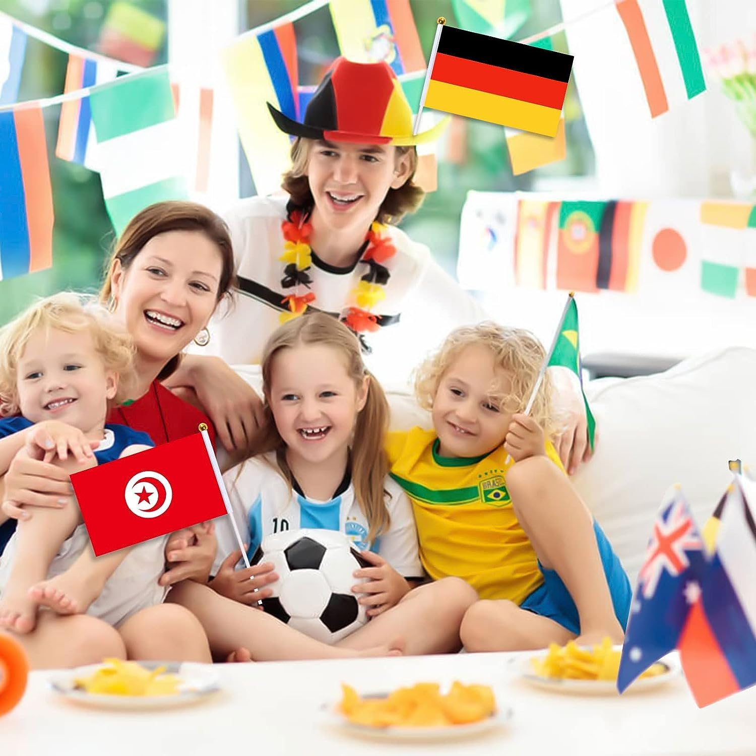 32Pcs Hand Held Flags on Stick,Small Mini International World Country Flags, World Countries on Every Continent Flag, School Sports Clubs, Decorations for Parades World Cup image number 1