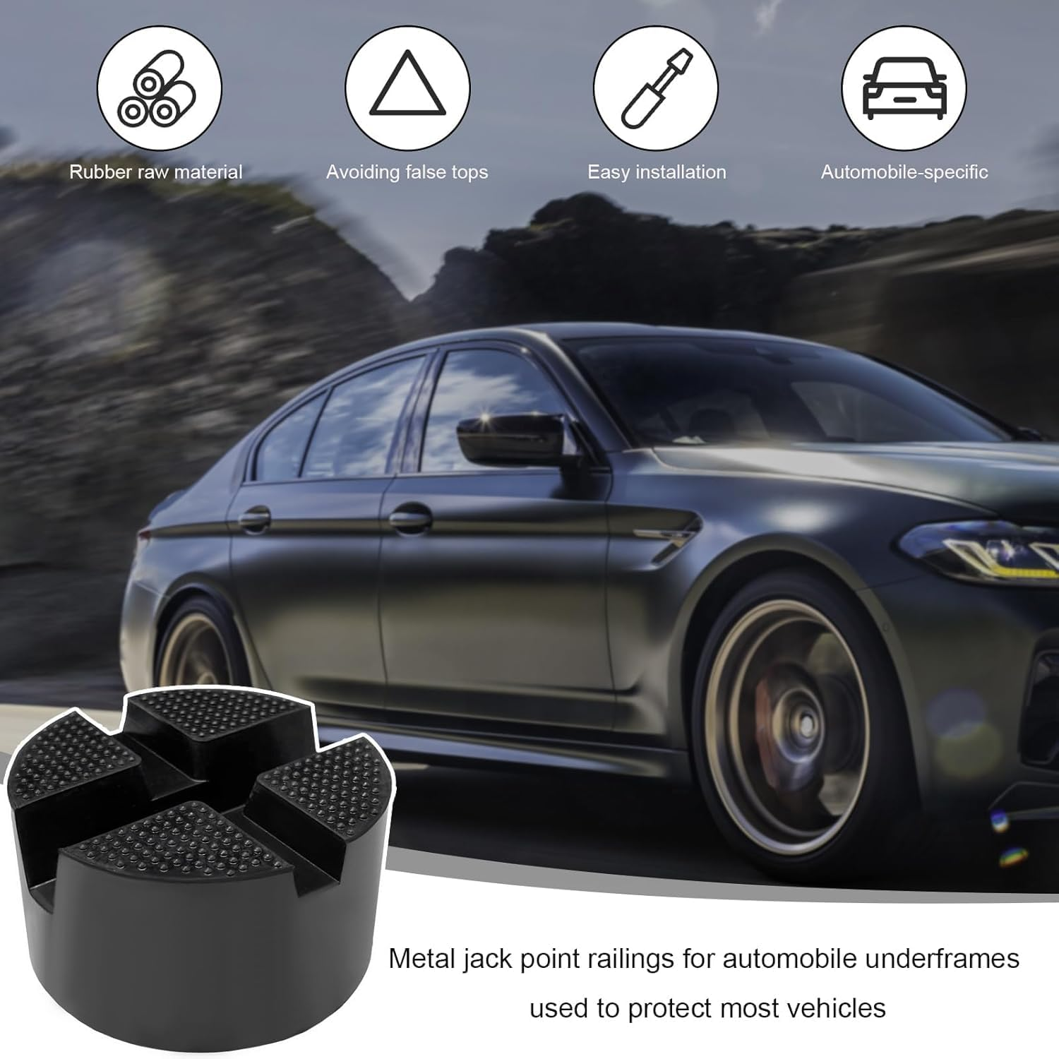 Floor Jack Rubber Pad DIY Car Universal Cross Groove Jack Pad Adapter Pinch Weld Side Frame Rail Protector Puck Pad Pinch Weld Stand Adapter Side Lifting Disk Jacking Tool Floor Support