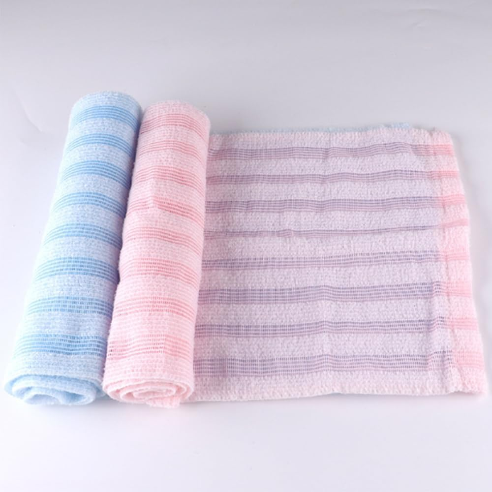 2 Pack Back Scrubber for Shower Bath, Exfoliating Body Scrubber, Japanese Scrub Wash Cloth, Exfoliating Washcloth Towel for Men Women, Body Exfoliator Loofah Luffa Sponge Net Rag Back Washer