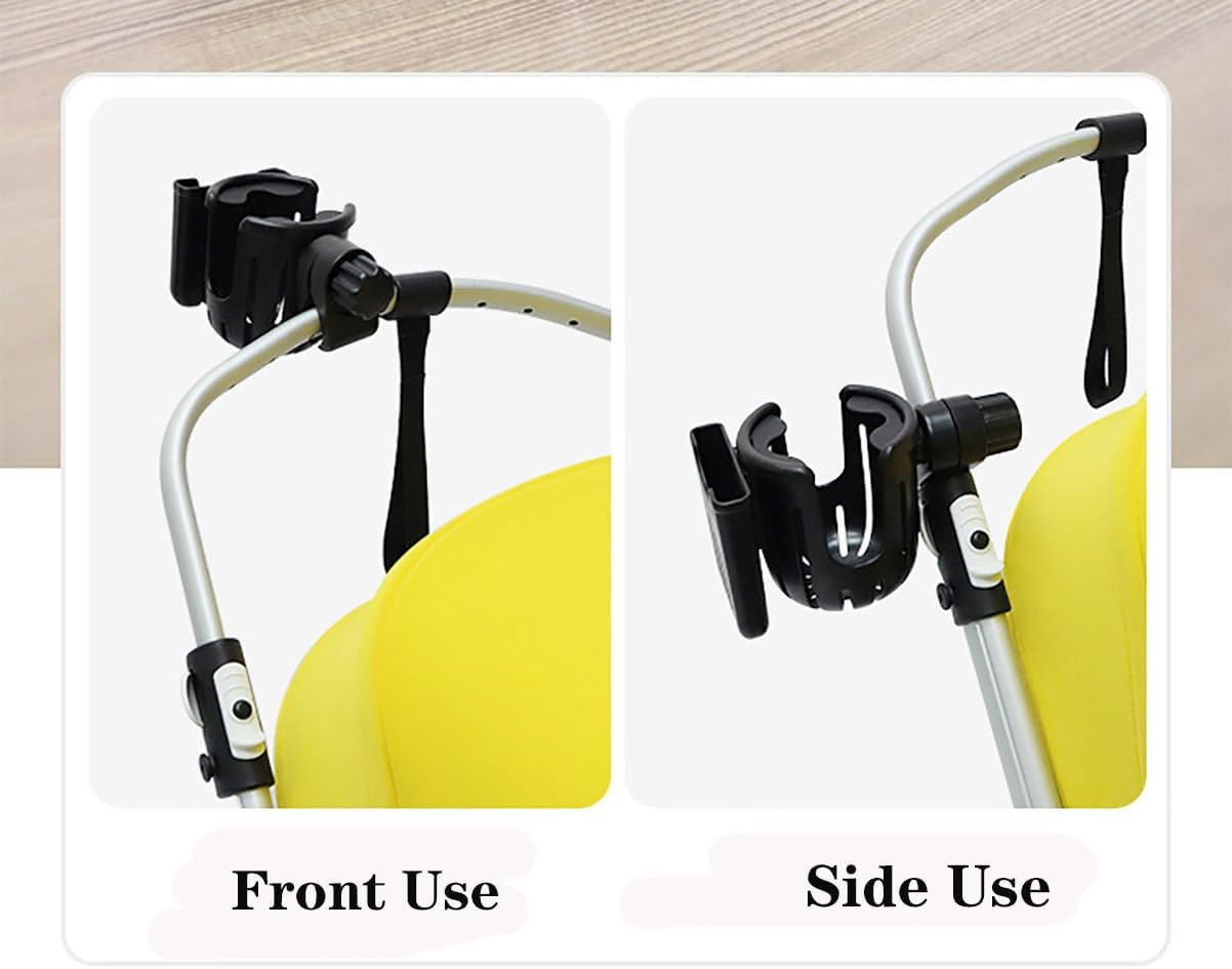 Heatunk Universal Cup Holder with Phone Organizer: Perfect for Strollers, Bikes, Wheelchairs, and More - Black image number 2