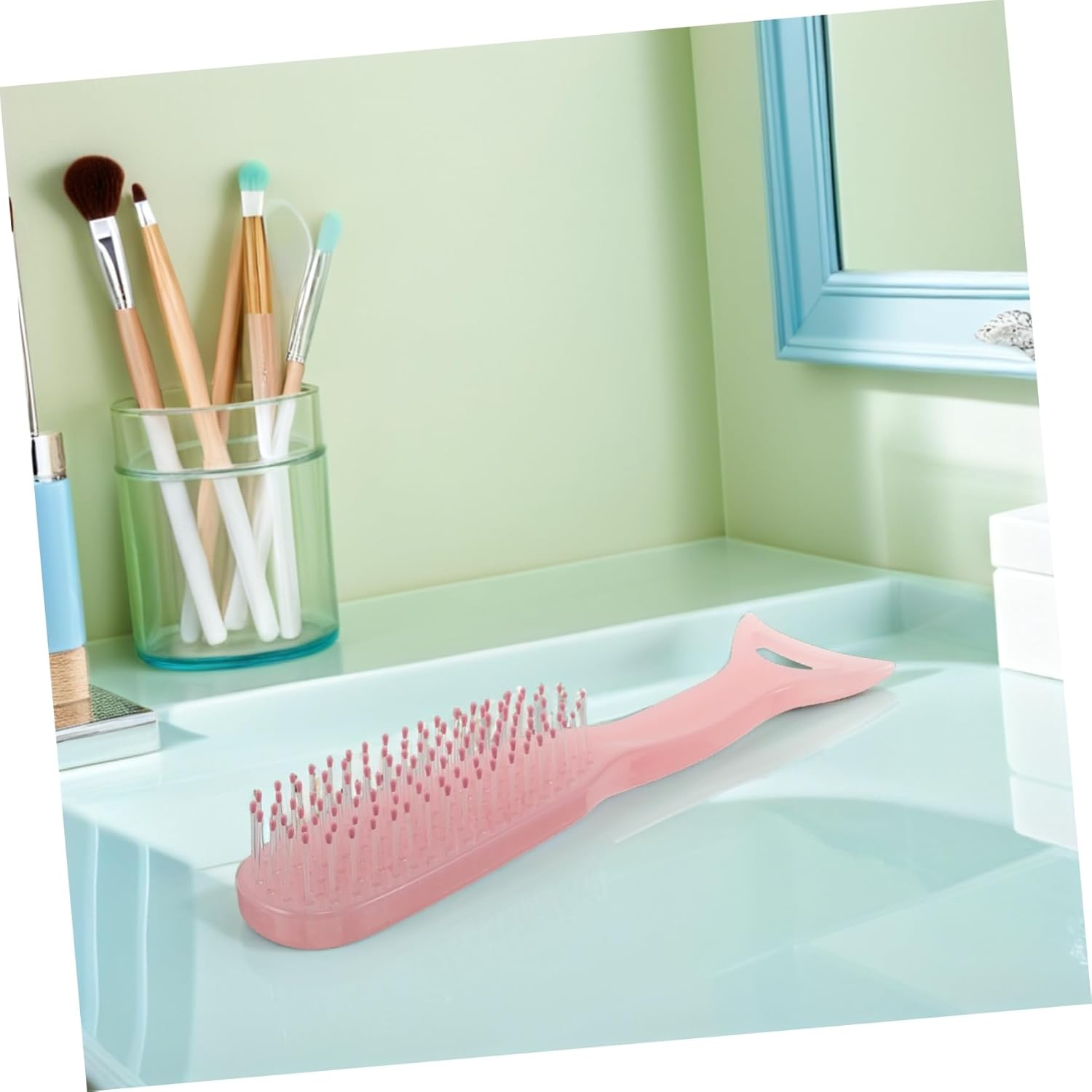 Hair Comb for Women Scalp Massage Detangling Comb Nylon Bristles for Wet Dry Curly Straight Hair Pink - Pink image number 6