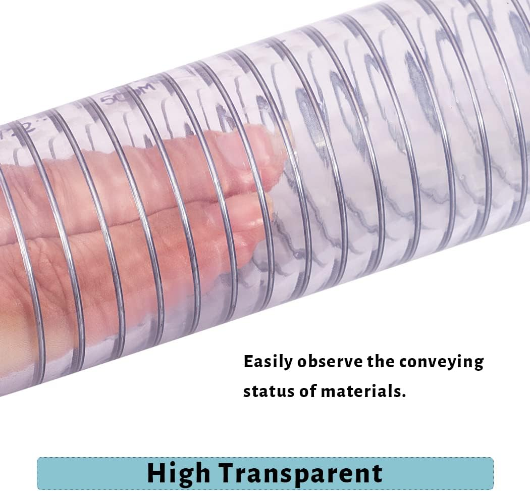 DAVCO 5/8" ID - 10 Ft Steel Wire Reinforced Vinyl Tubing Flexible Clear Plastic Heavy Duty PVC Hose for Dust Collection image number 5