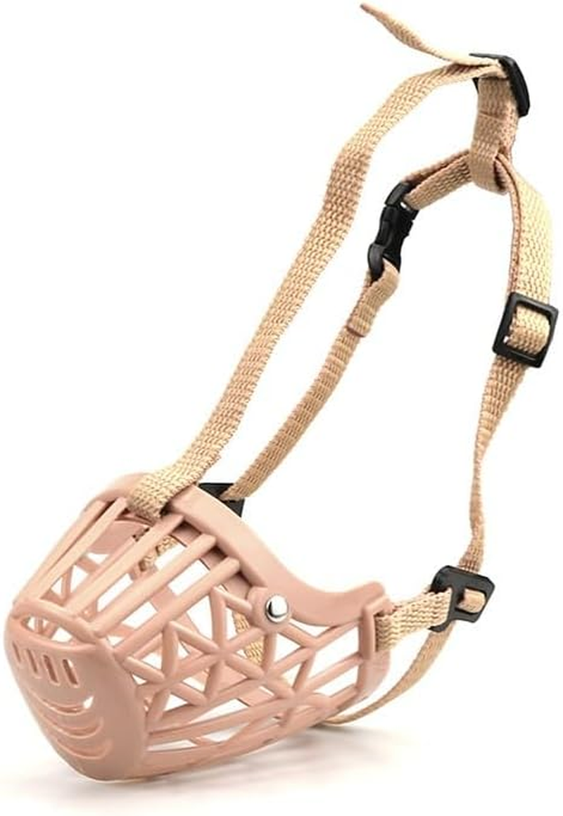 Basket Dog Muzzle for Large Medium Small Dogs, Cage Muzzles to Prevent Biting Chewing Licking Scavenging, Mouth Cover with Adjustable Strap for Vet Visits, Grooming, Walking (Beige, 6#)