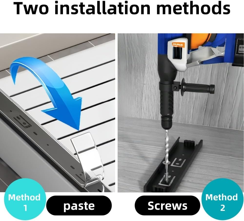 2 Pack Pull Out Drawers for Cabinets under Sink Organizer Slide Out Kitchen Storage Adhesive Shelf Cupboard for Home Pantry Spice Plate Cutlery Pan Medicine Expandable Drawer Organiser (12.4"-20.5") image number 5