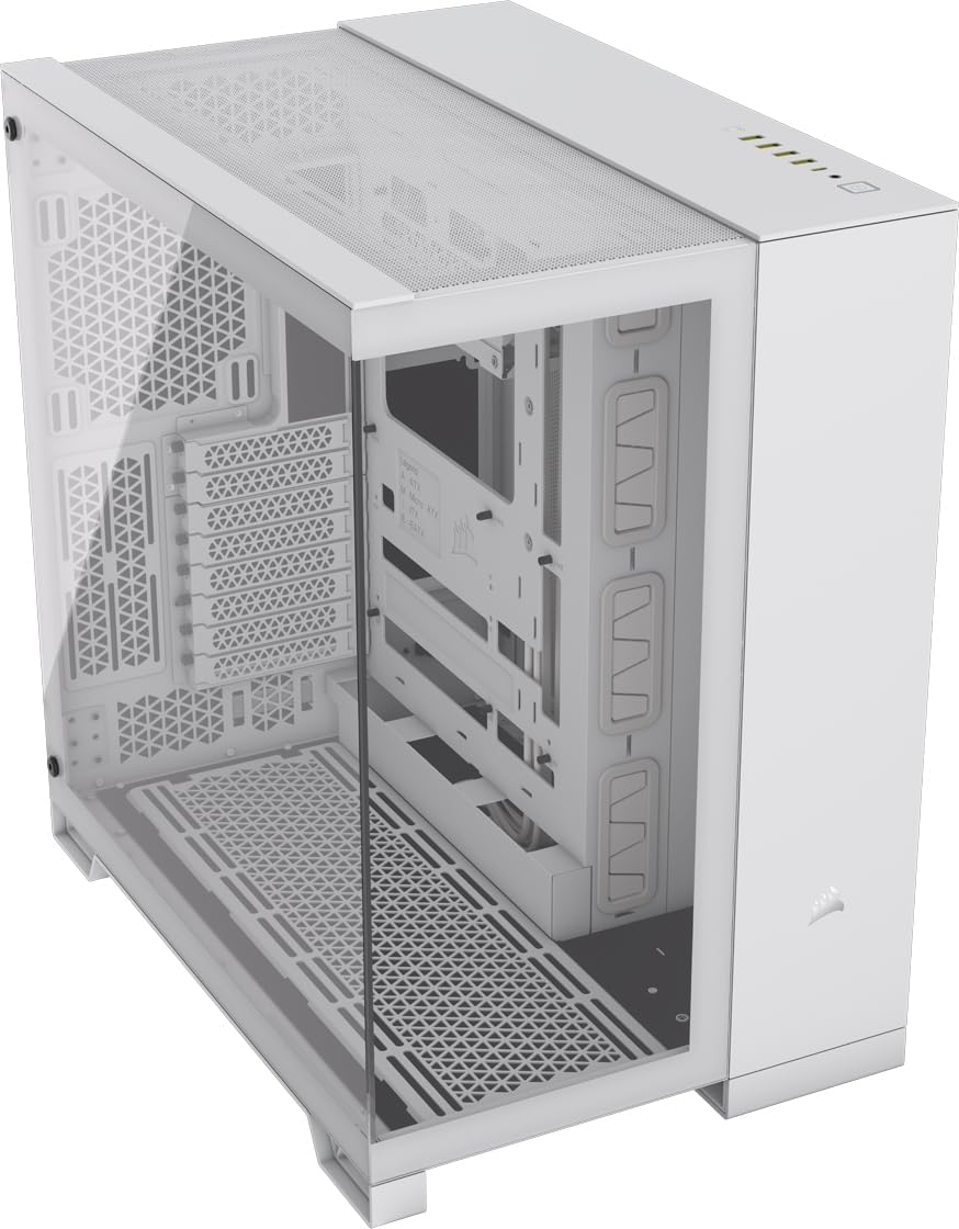 CORSAIR 6500X Mid-Tower ATX Dual Chamber PC Case &ndash; Panoramic Tempered Glass &ndash; Reverse Connection Motherboard Compatible &ndash; No Fans Included &ndash; White image number 6