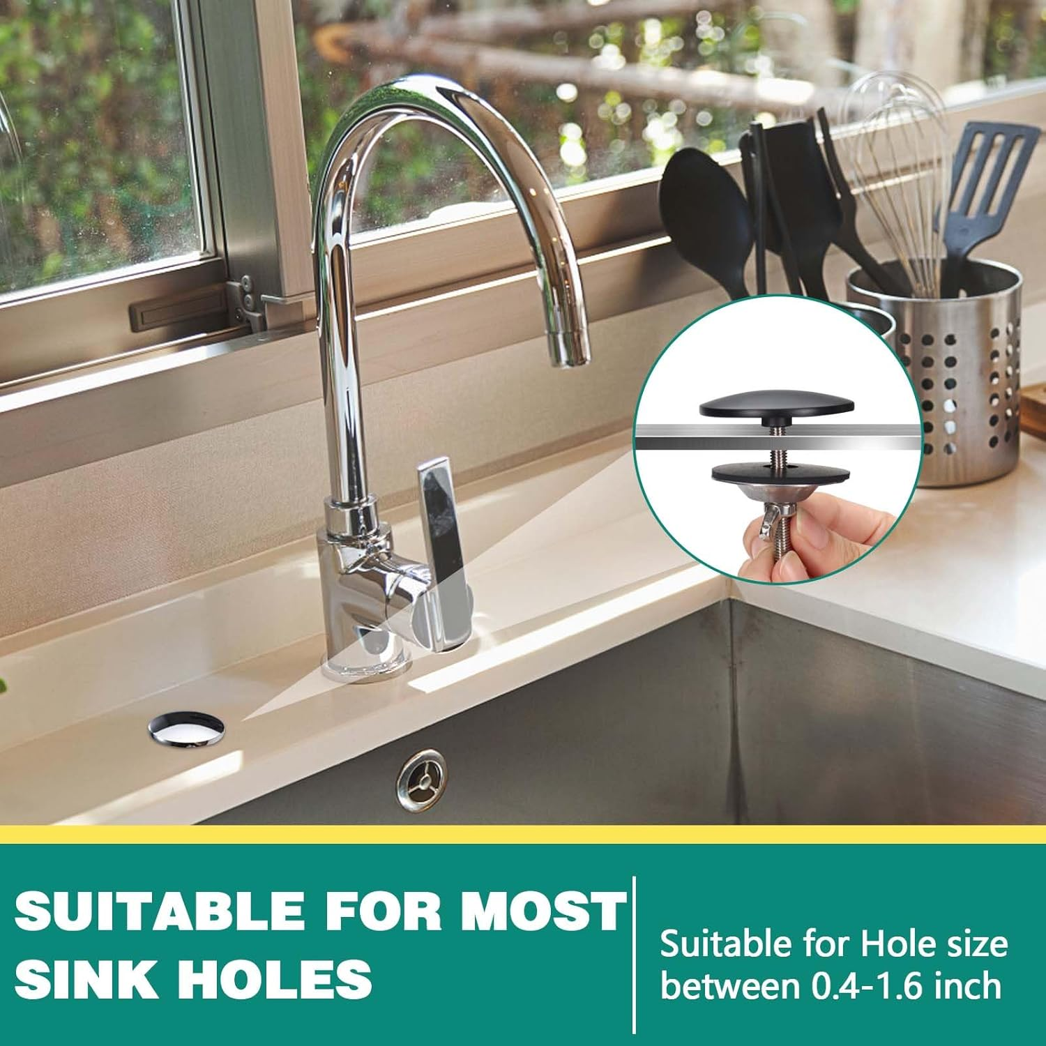 2 Pcs 2 Inch Sink Hole Cover for Kitchen, Good Sealing Sink Tap Hole Plug, Stainless Steel Faucet Hole Cover, Leakage Prevention Blanking Metal Plug (Glossy Chrome)